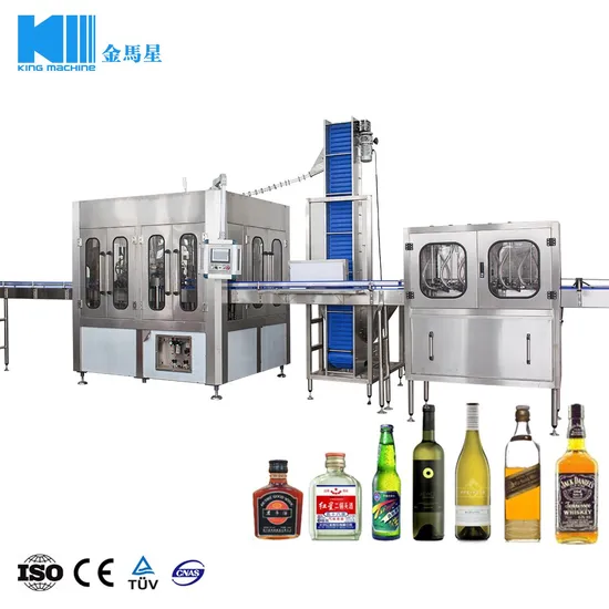 Automatische kleine vullingafdelingslijn druiven wodka whisky alcohol wijnvulmachine