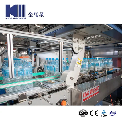 Krimpmachine voor plastic flessen / verpakkingsmachine met een dienblad