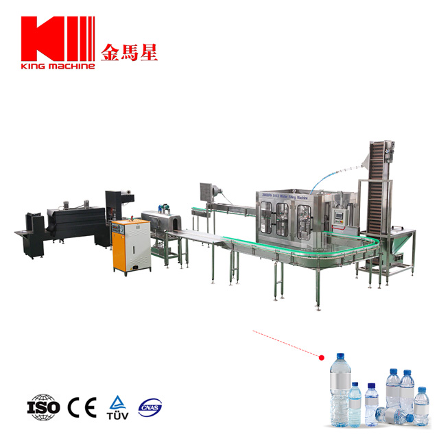 Complete waterverpakkingsinstallatie met semi-automatische blaasvormmachine op basis van 200m2. Flessengrootte: 500-1000 ml